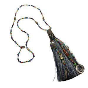 Collar con fleco XL con tejido de chaquira y cristal checo
