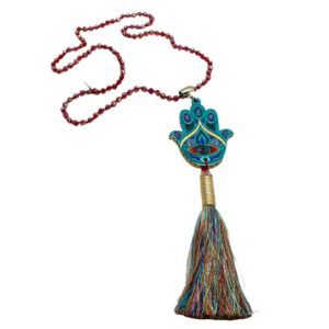 Collar largo HAMSA hecho a mano pieza única mexican boho