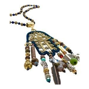 Collar largo Hamsa hecho a mano pieza única mexican boho