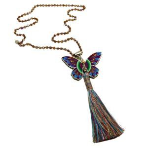 Collar largo Mariposa hecho a mano pieza única mexican boho