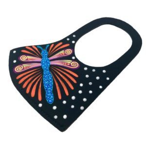 Cubre bocas Libélula pintado a mano