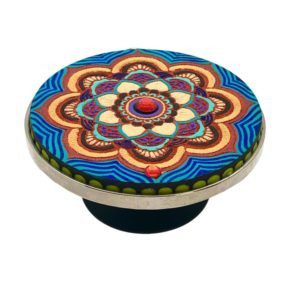 Phone Grip con MANDALA de madera pintada a mano