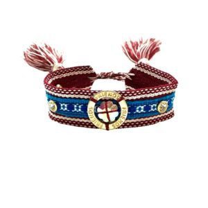 Pulsera bordada y tejida con dije y cristales
