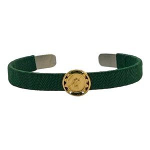 Pulsera chakra “Anahata” bordada en verde de acero inoxidable