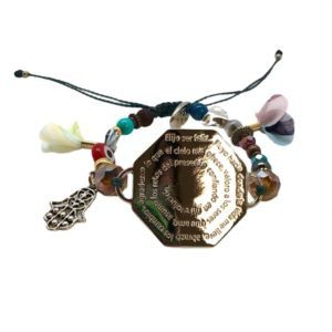 Pulsera de placa ajustable con decreto color plata (octágono)