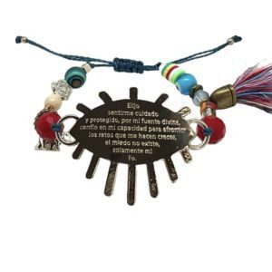 Pulsera de placa ajustable con decreto color plata (ojo)