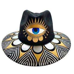 Sombrero de gamuza pintado a mano con OJO