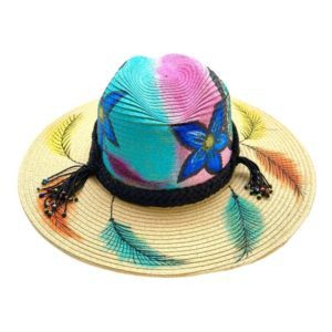 Sombrero pintado a mano con cinta tejida por Huicholes