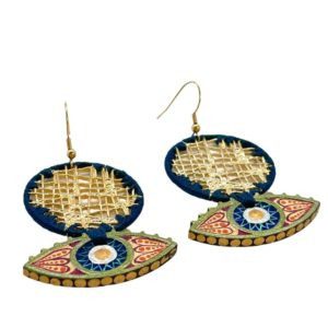 Aretes de OJO con de madera azul marino