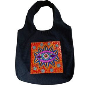 Bolsa de manta negra con ojo pintado a mano