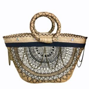 Bolsa de Palma con cinta de mezclilla y cadena pintada a mano