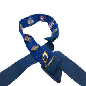 Cinturón unitalla hecho a mano pieza única mexican boho azul marino