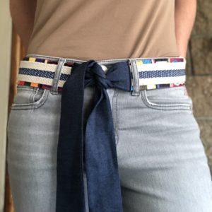 Cinturón y/o Asa para bolsa con cinta de colores y mezclilla